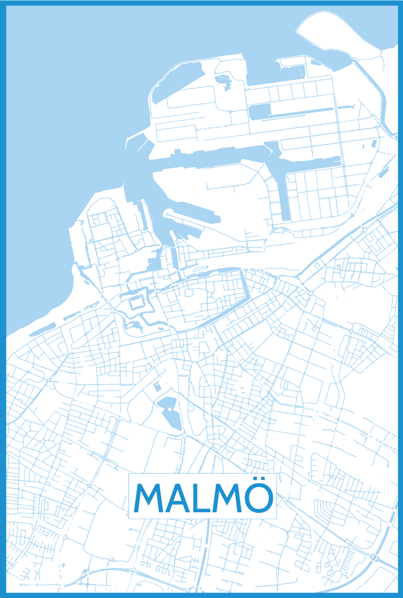 Poster da soggiorno mappa di malmo - TenStickers