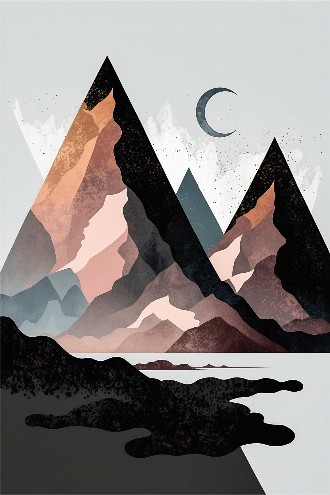 Poster da soggiorno montagne geometriche nordiche - TenStickers