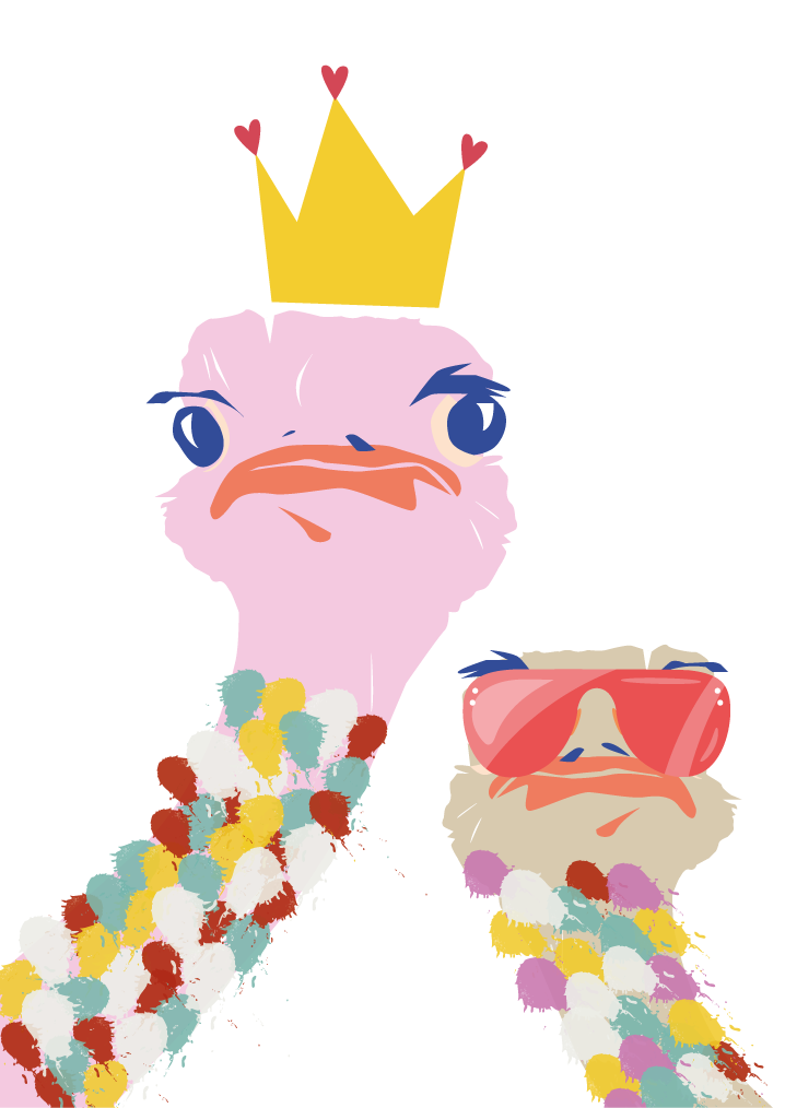 Poster da soggiorno struzzi colorati in stile artistico - TenStickers