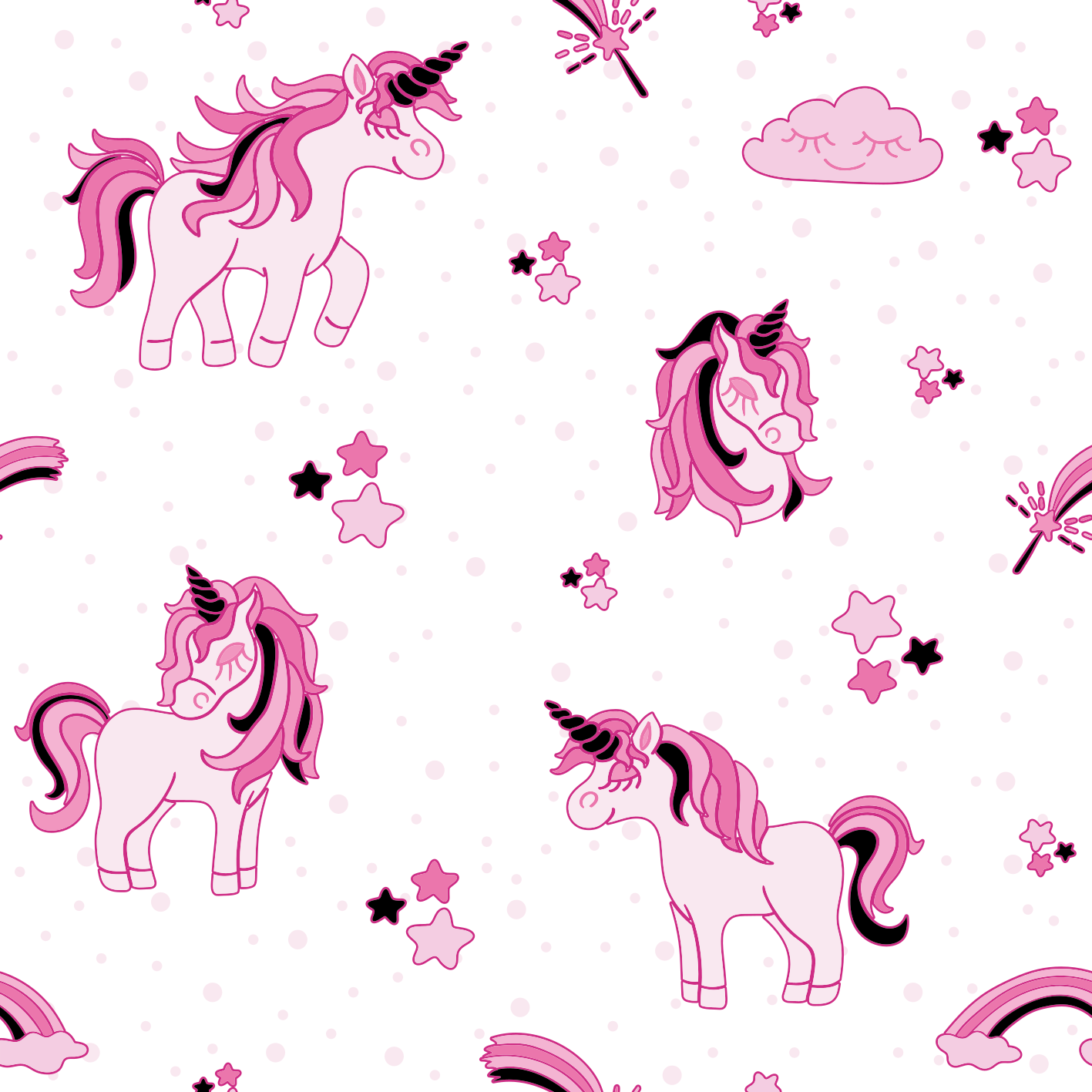 Poster cameretta mondo unicorni doodle - TenStickers