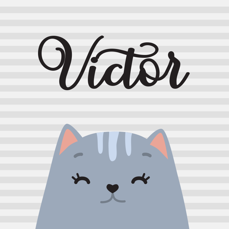 Poster cameretta gatto nordico con nome - TenStickers