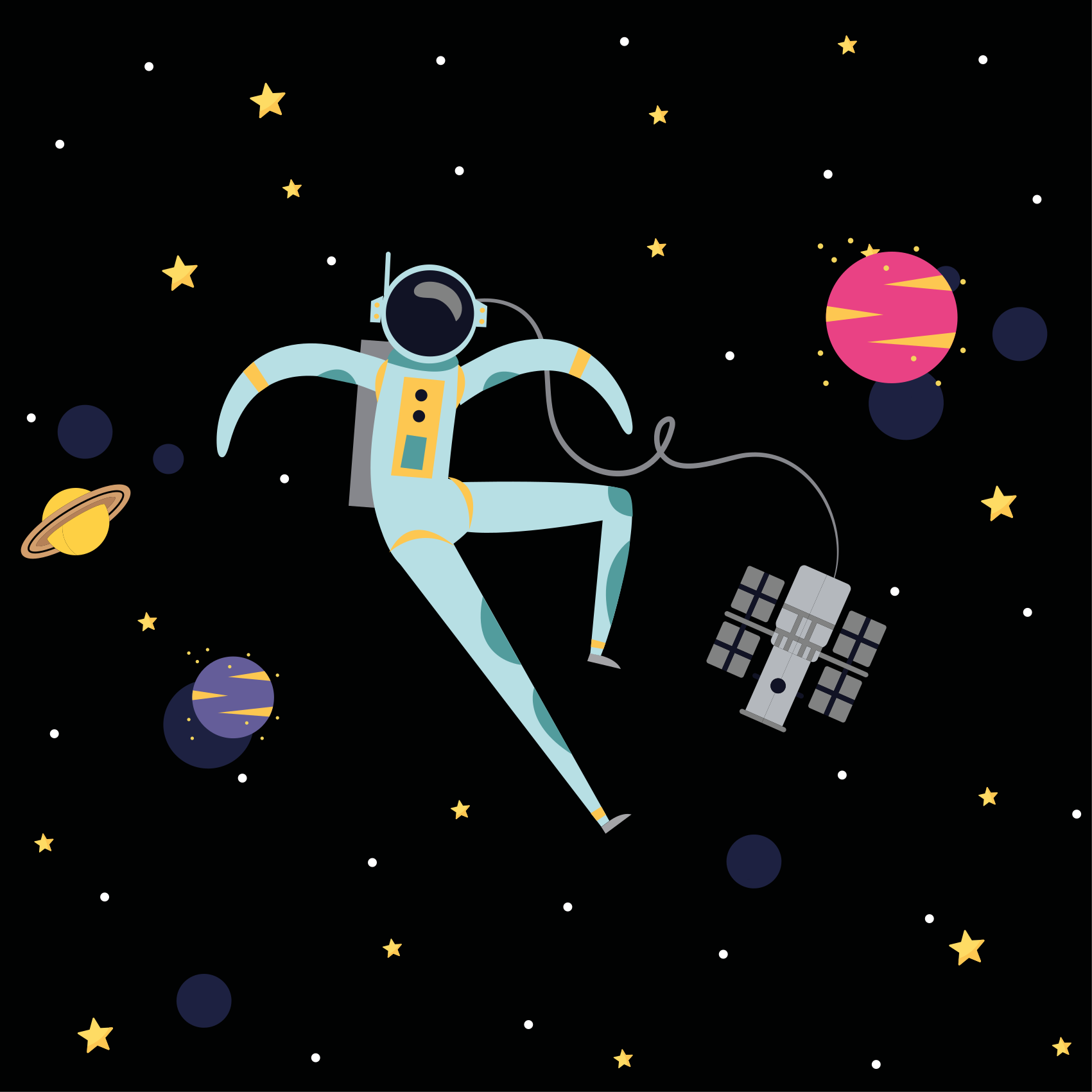 Poster cameretta astronauta galleggiante cartone - TenStickers