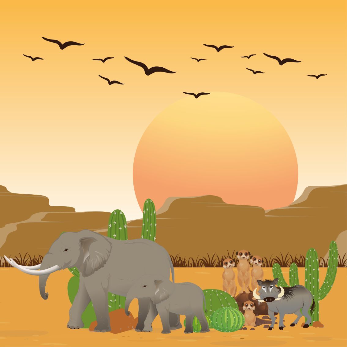 Poster cameretta animali africani nel loro habitat - TenStickers