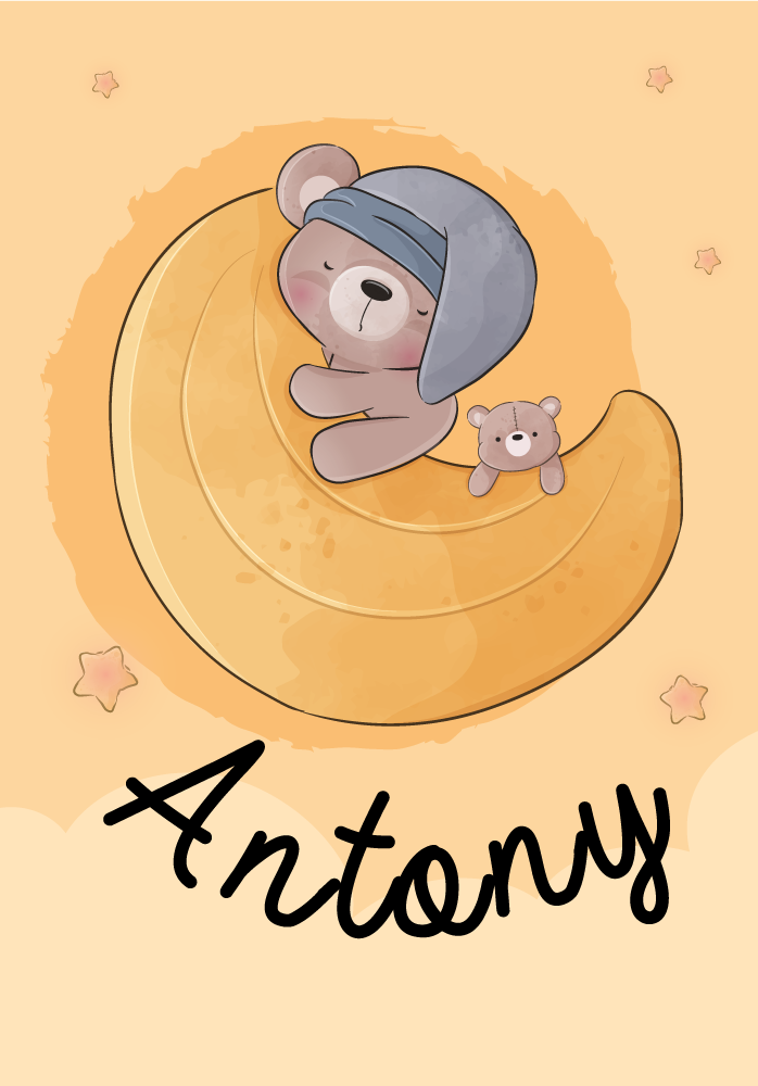 Poster cameretta orsetto circondato da stelle - TenStickers