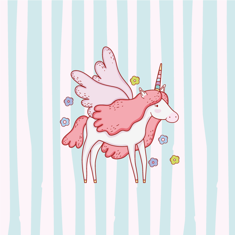 Poster cameretta unicorni con ali e fiori - TenStickers