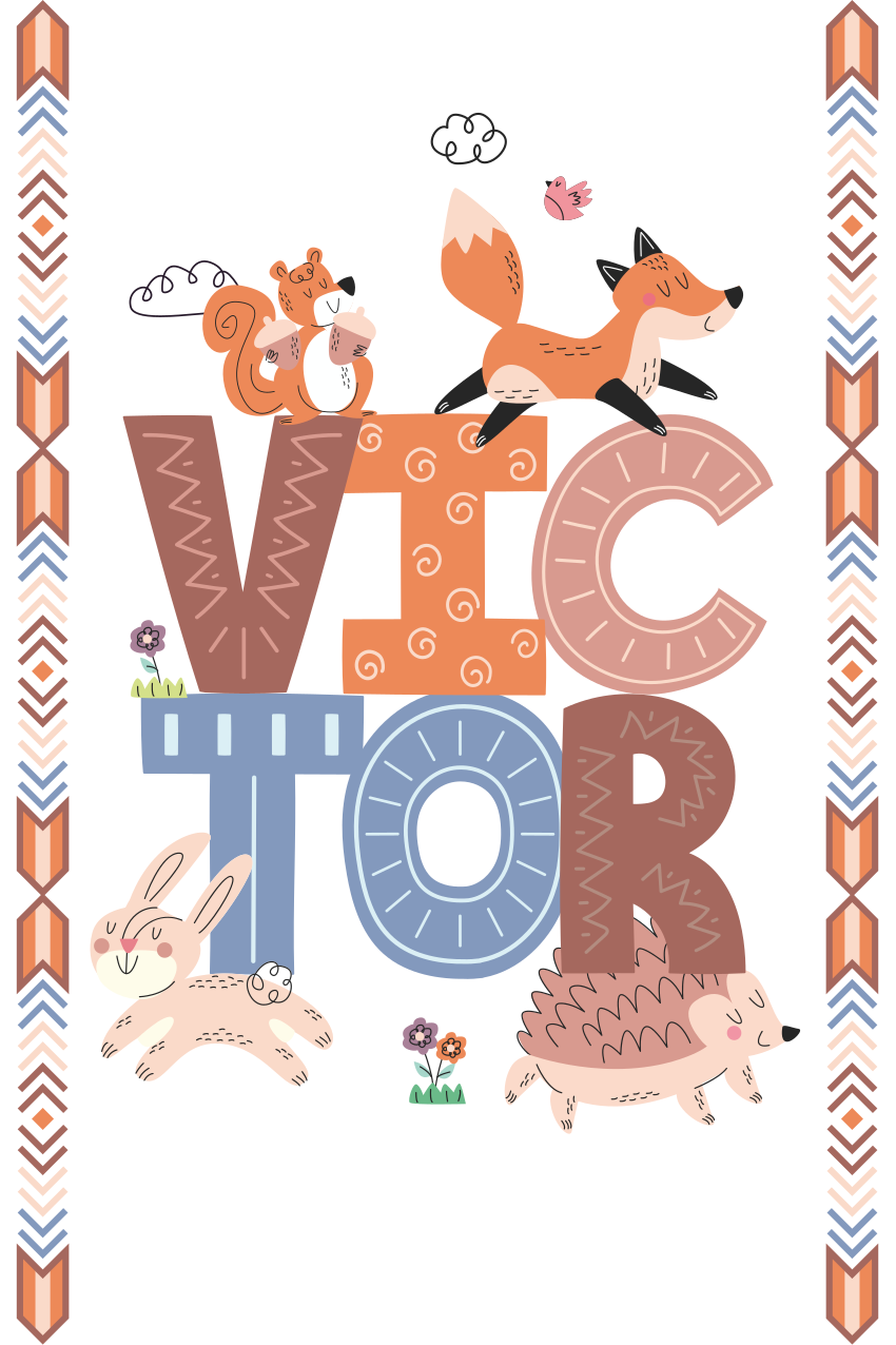 Poster cameretta animali della foresta con nome - TenStickers