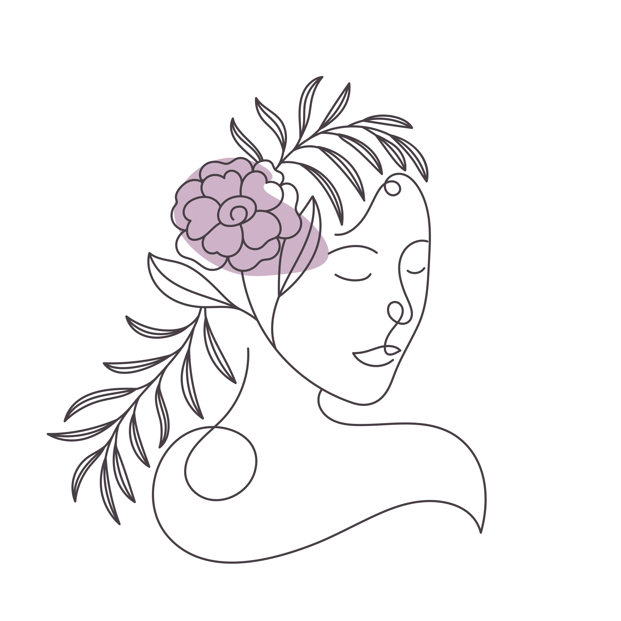 Poster con fiori volto di donna minimalista - TenStickers