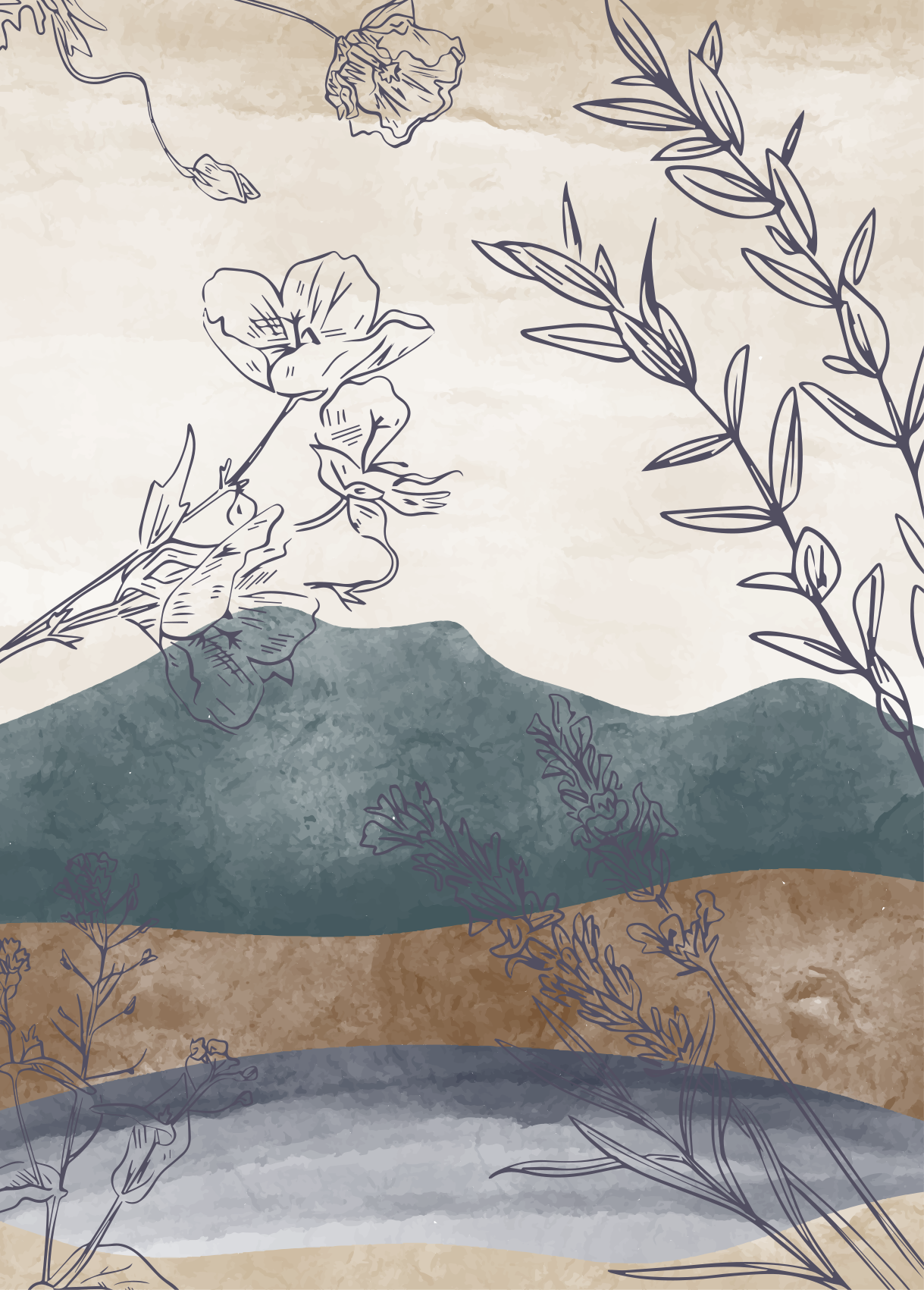 Poster fiori e piante silhouette botanica - TenStickers