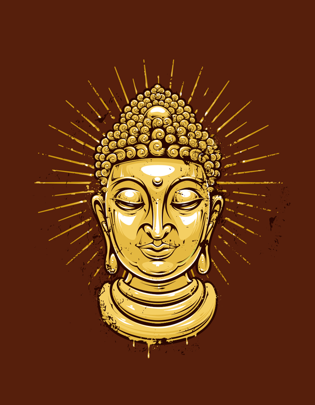 Poster meditazione silhouette del buddha dorato - TenStickers