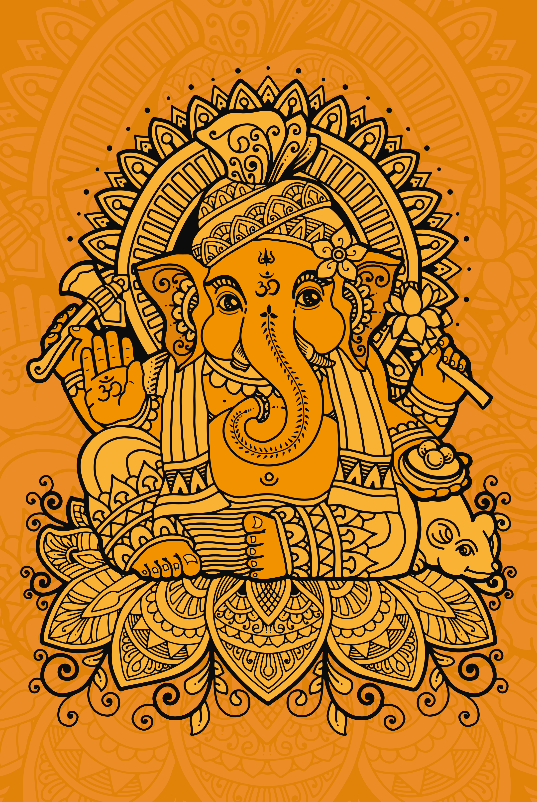 Poster meditazione mandala con ganesha al centro - TenStickers