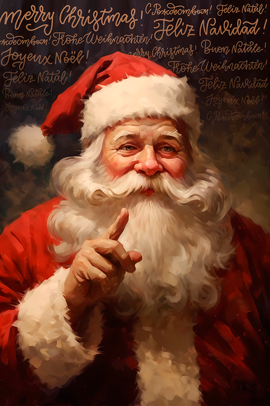 Poster di natale ritratto di babbo natale - TenStickers