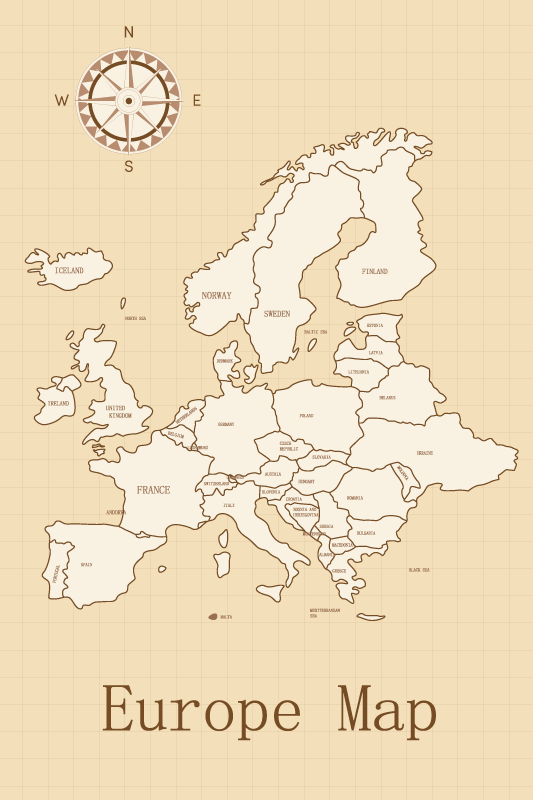 Mappamondo poster europa su sfondo beige - TenStickers