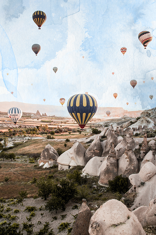 Poster delle città palloni aerostatici in cappadocia - TenStickers