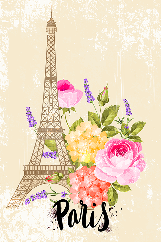 Poster delle città torre eiffel in primavera - TenStickers