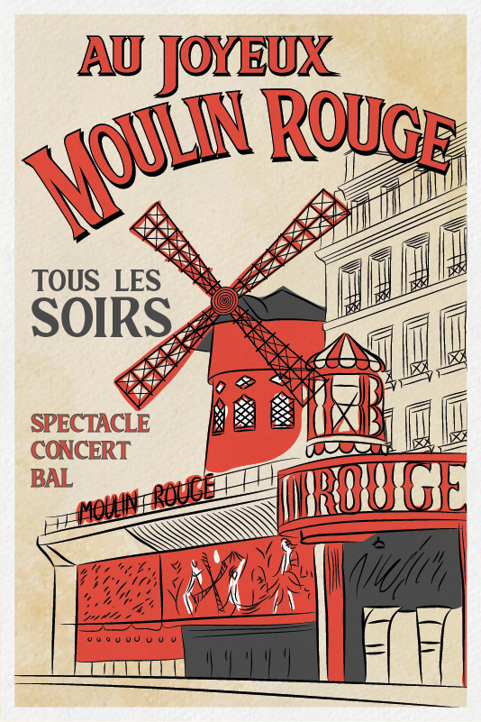 Poster delle città il mulino rosso - TenStickers