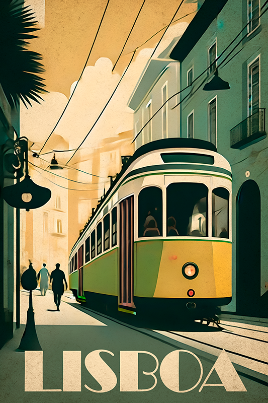 Poster delle città illustrazione vintage di lisbona - TenStickers