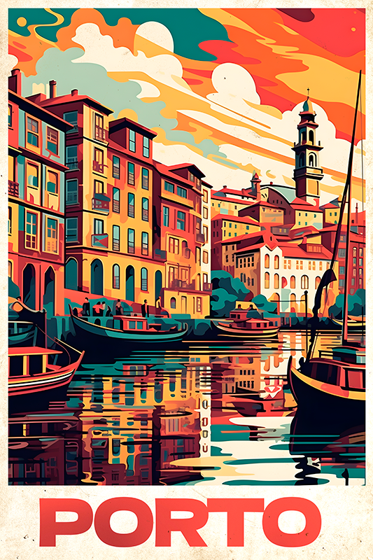 Poster delle città poster vintage di oporto - TenStickers
