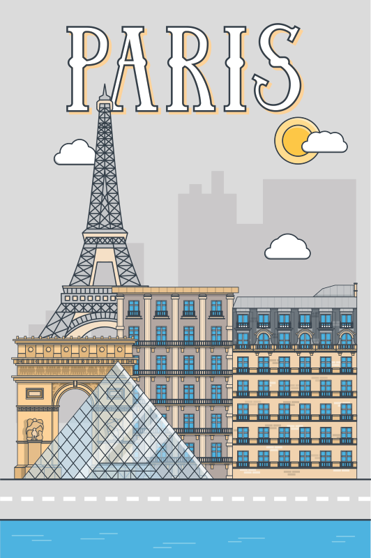 Poster delle città parigi - TenStickers