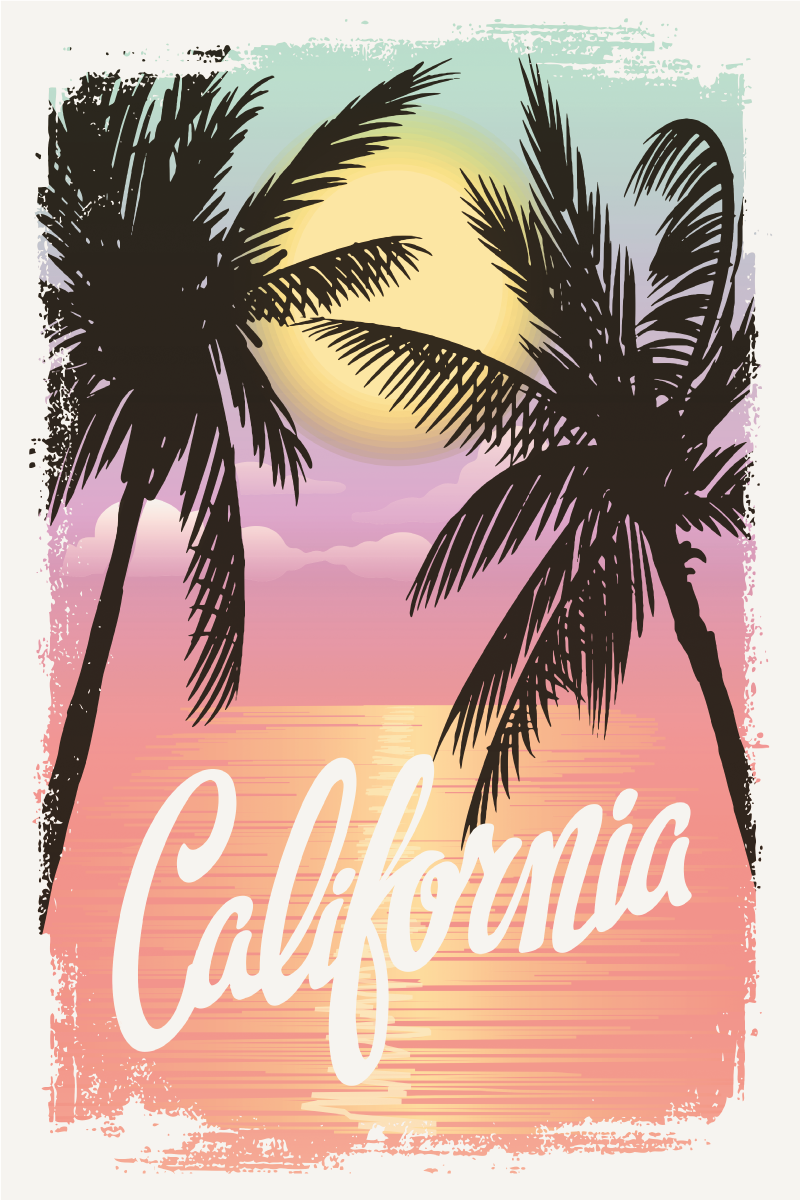 Poster delle città atmosfere del tramonto californiano - TenStickers