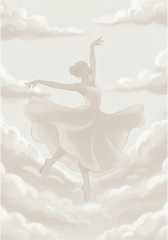 Poster minimalista persona danzatrice di nuvole - TenStickers