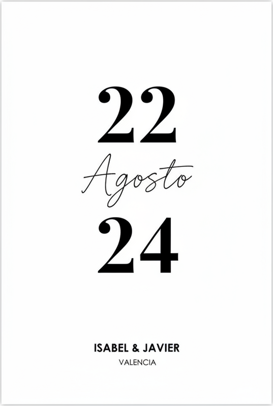 Poster da parete personalizzati data di nozze minimalista - TenStickers