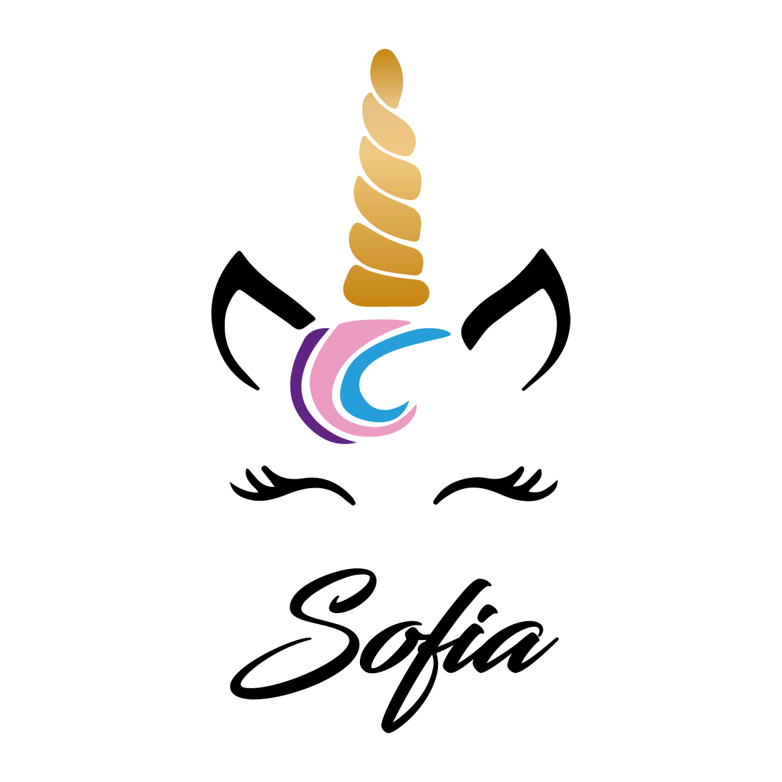Poster da parete personalizzati faccia di unicorno carina - TenStickers