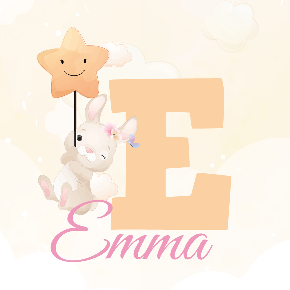 Poster da parete personalizzati coniglio felice con stella - TenStickers