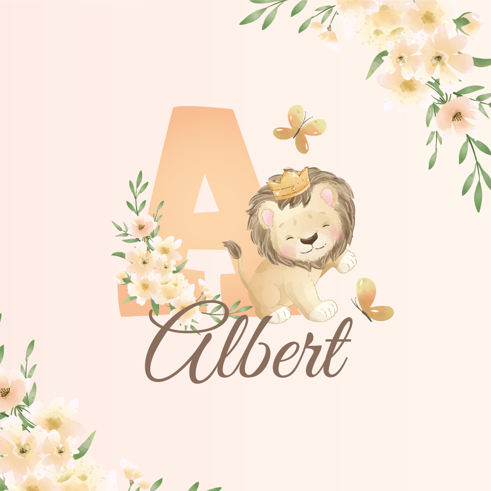 Poster da parete personalizzati leone carino e fiori - TenStickers