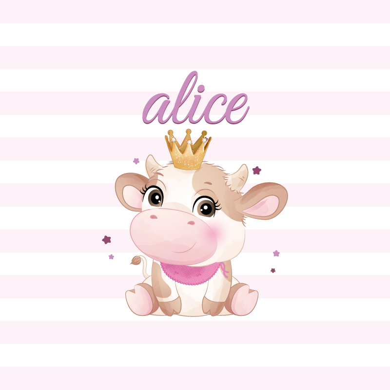 Poster da parete personalizzati principessa mucca carina - TenStickers