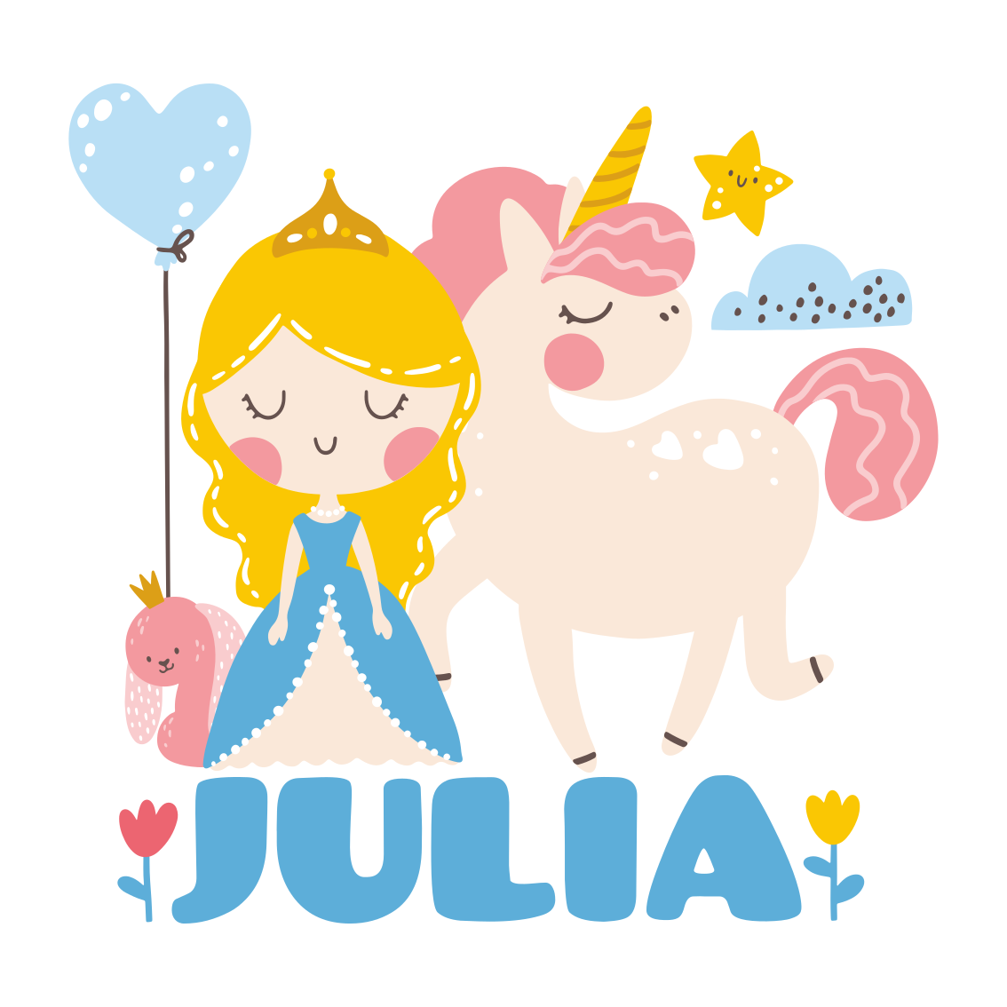 Poster da parete personalizzati principessa con unicorno - TenStickers