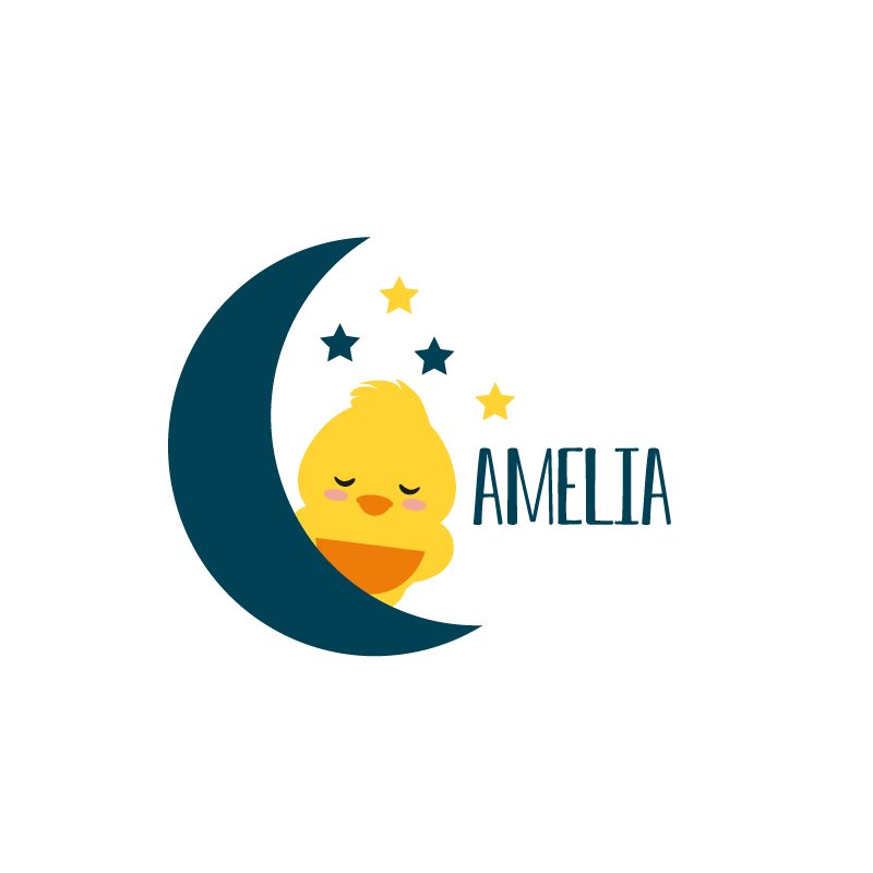 Poster da parete personalizzati pulcino sonnolento luna - TenStickers
