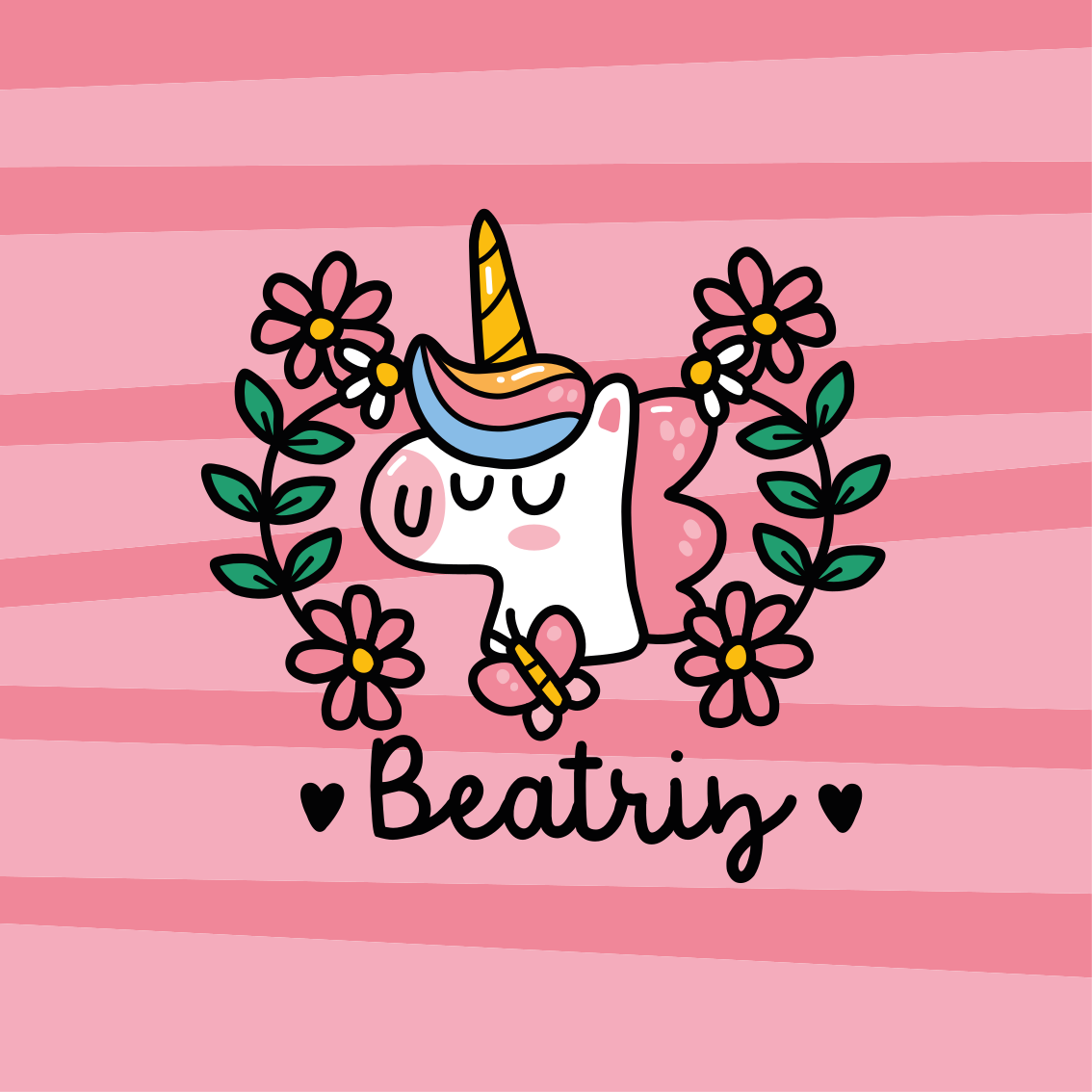 Poster da parete personalizzati unicorno floreale - TenStickers
