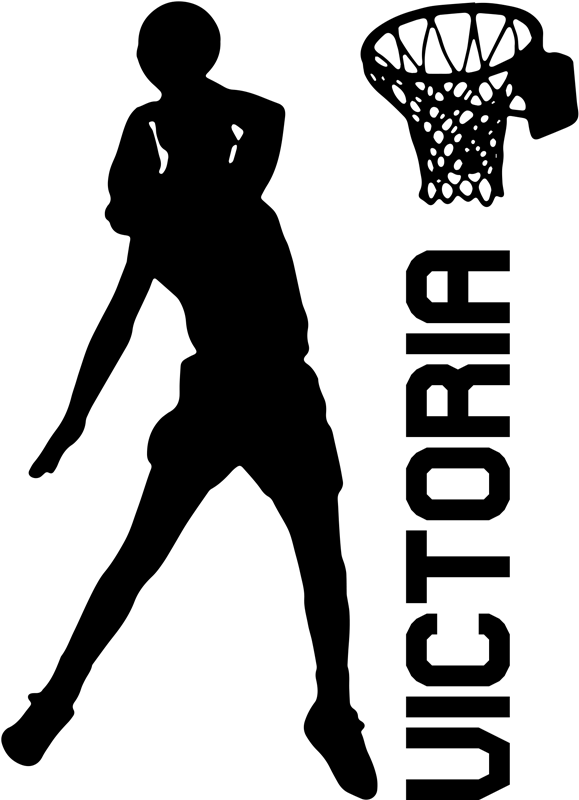 Poster basket giocatrice che fa un canestro con nome - TenStickers