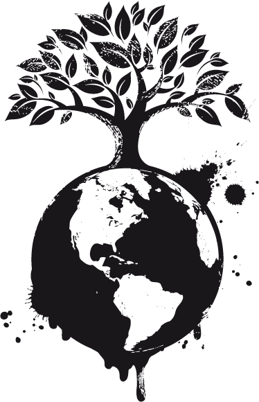 Poster di alberi vinile decorativo mappamondo e albero - TenStickers