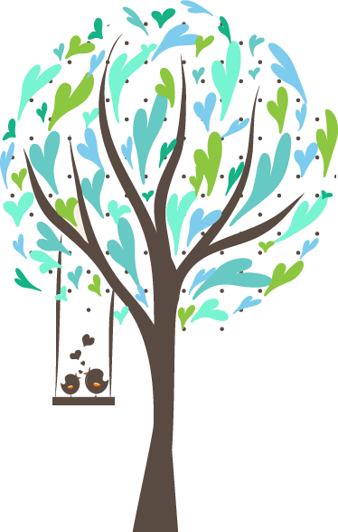 Poster di alberi uccelli dondolo per bambini - TenStickers