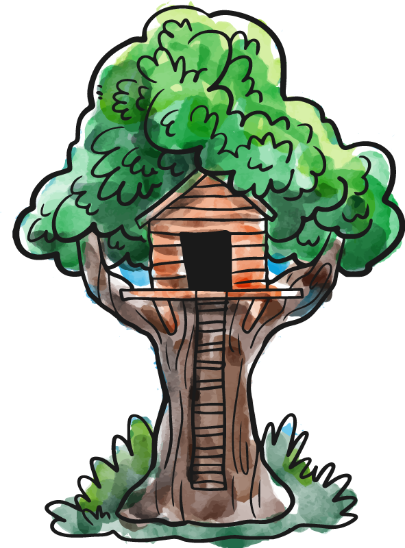 Poster di alberi casa sull'albero acquerello - TenStickers
