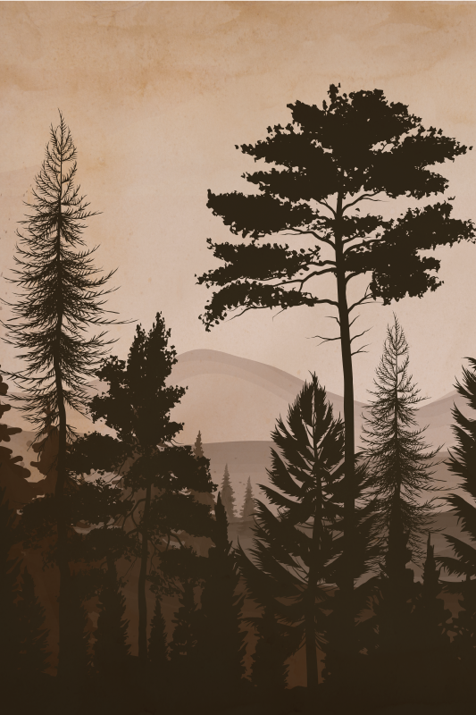 Poster di alberi foresta dai colori caldi scandinavi - TenStickers