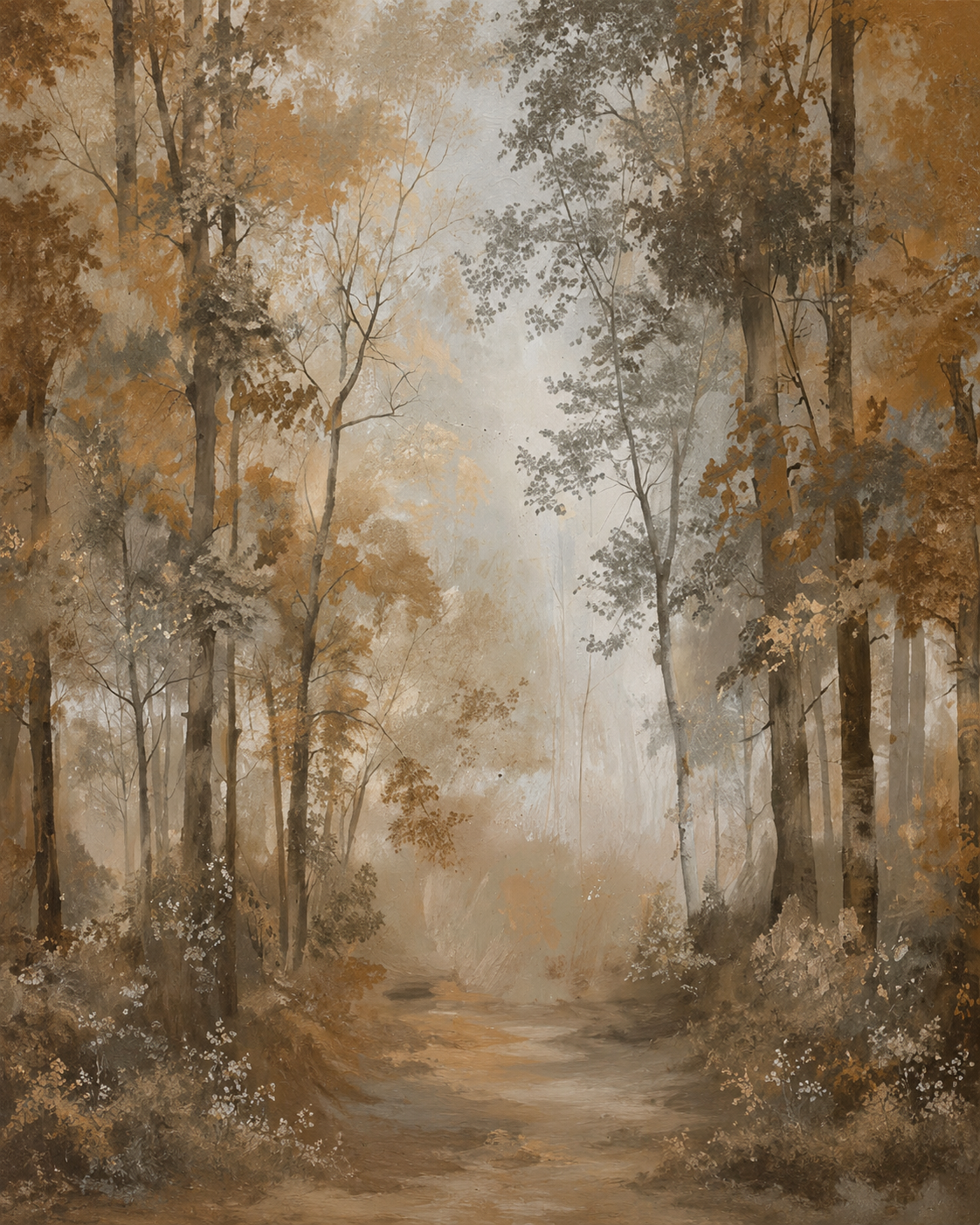 Poster di alberi bosco d'autunno ambra - TenStickers