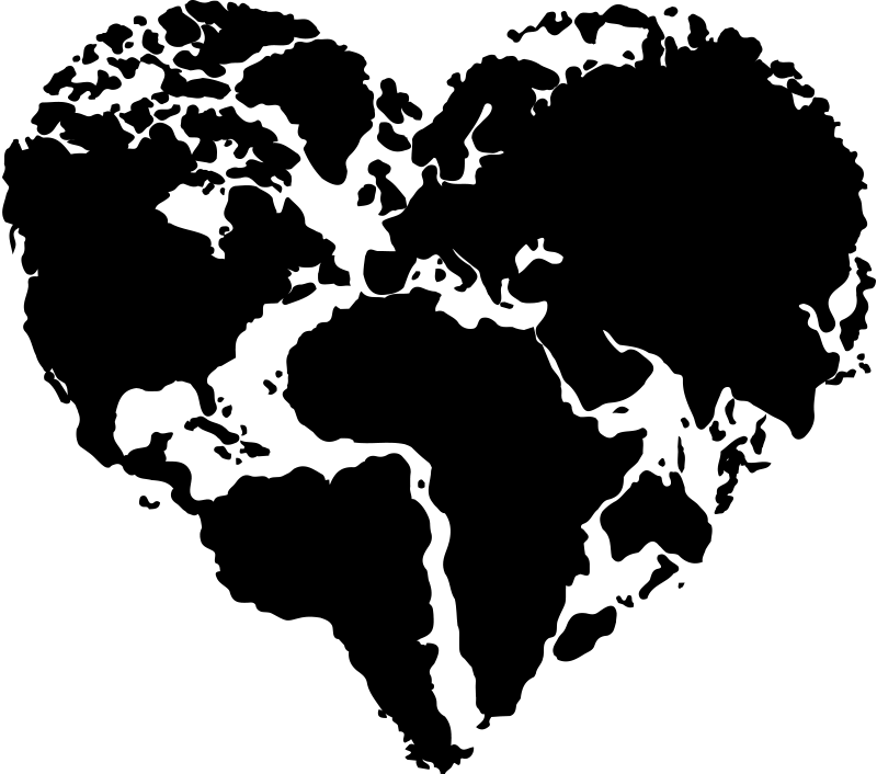 Mappamondo poster adesivo a forma di cuore - TenStickers