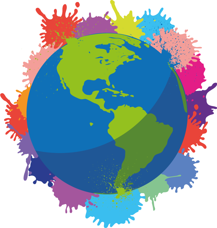 Mappamondo poster colori splash del mondo - TenStickers