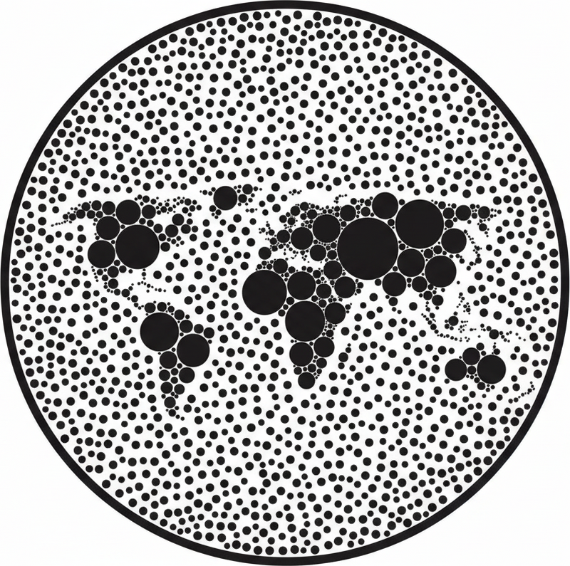 Mappamondo poster design globale circolare - TenStickers
