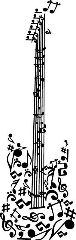 Poster di concerti vinile decorativo chitarra pentagramma - TenStickers