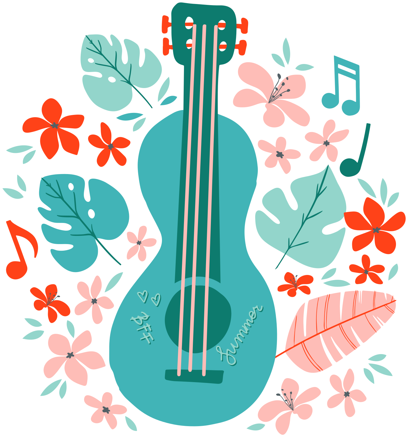 Poster di concerti chitarra con fiori - TenStickers
