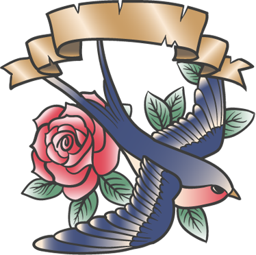 Poster retrò tatuaggio vinile uccello rosa e scritta - TenStickers