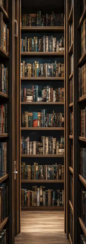 Poster retrò corridoio di una biblioteca - TenStickers