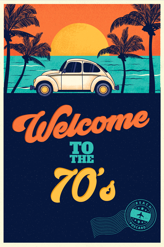 Poster retrò benvenuti negli anni '70 adesivo - TenStickers