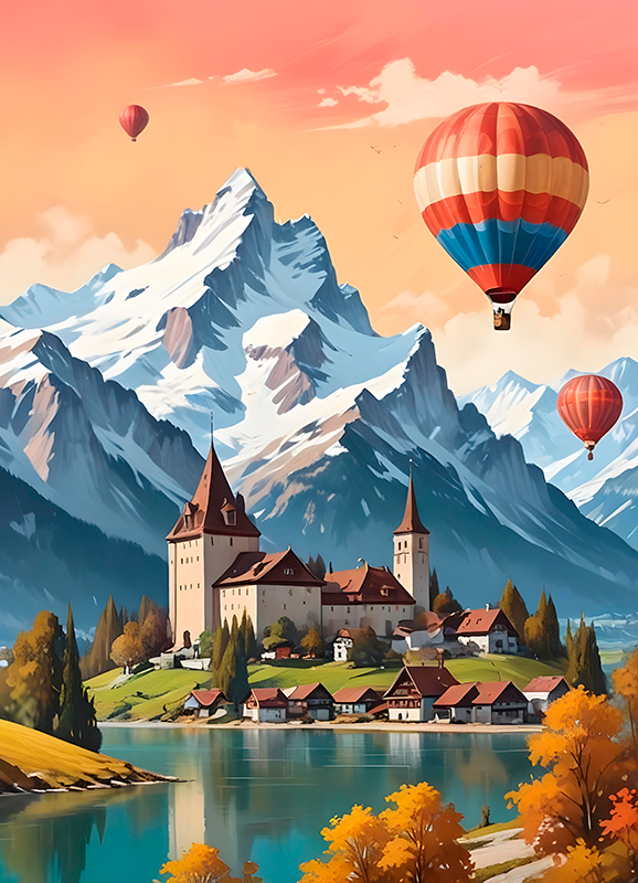 Poster di paesaggi chateau d'oex - TenStickers