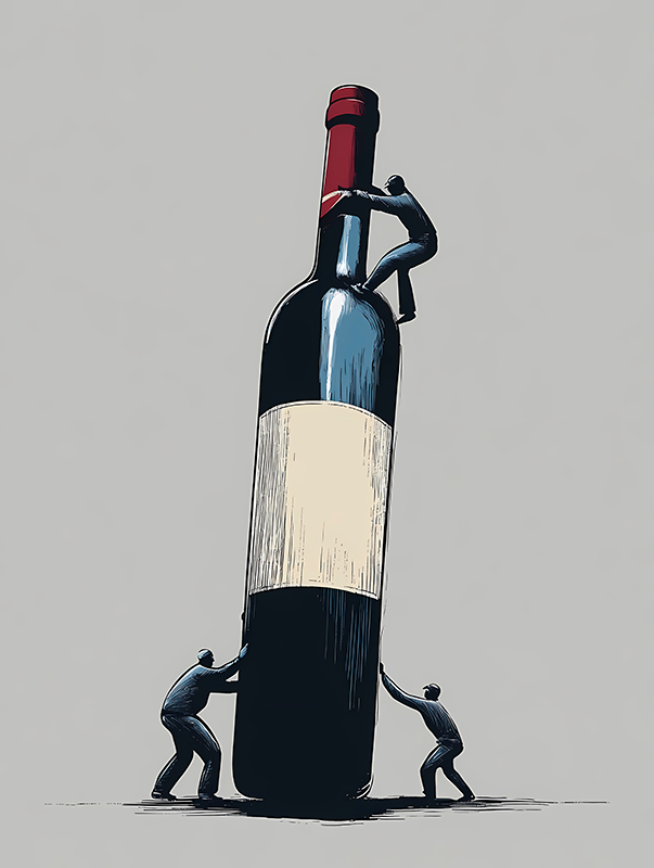 Poster astratti mentre lavoro su una bottiglia di vino - TenStickers
