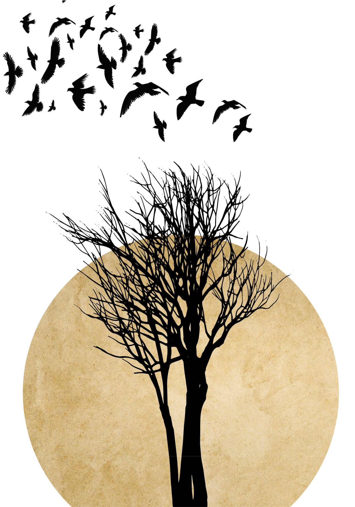 Poster di alberi silhouette con uccelli - TenStickers