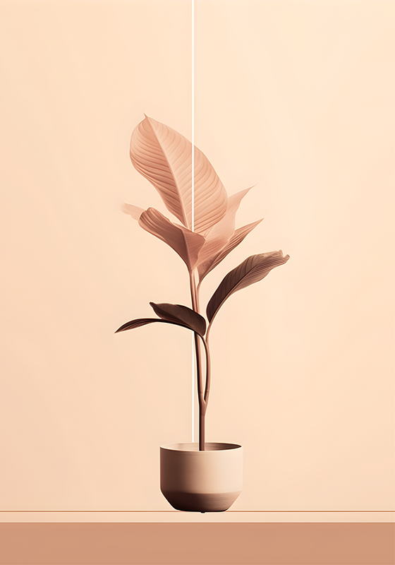 Poster piante pianta verticale nei toni del beige - TenStickers